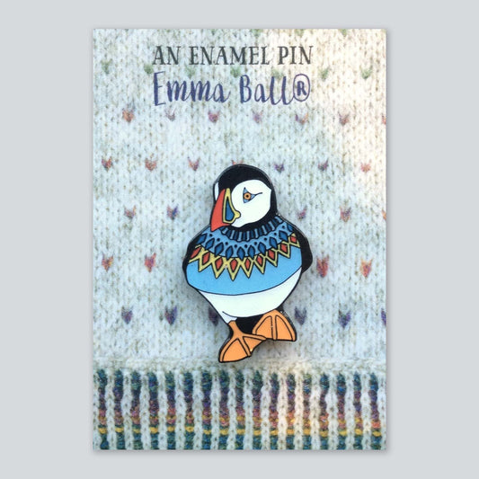 Blue Woolly Puffin Enamel Pin Badge