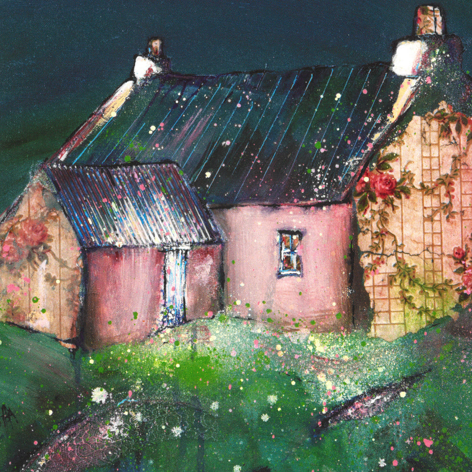 Late night, old house Greetings Card - Helen E Acklam