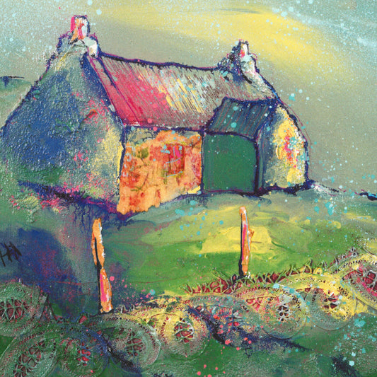 Green as meadows are green Greetings Card - Helen E Acklam