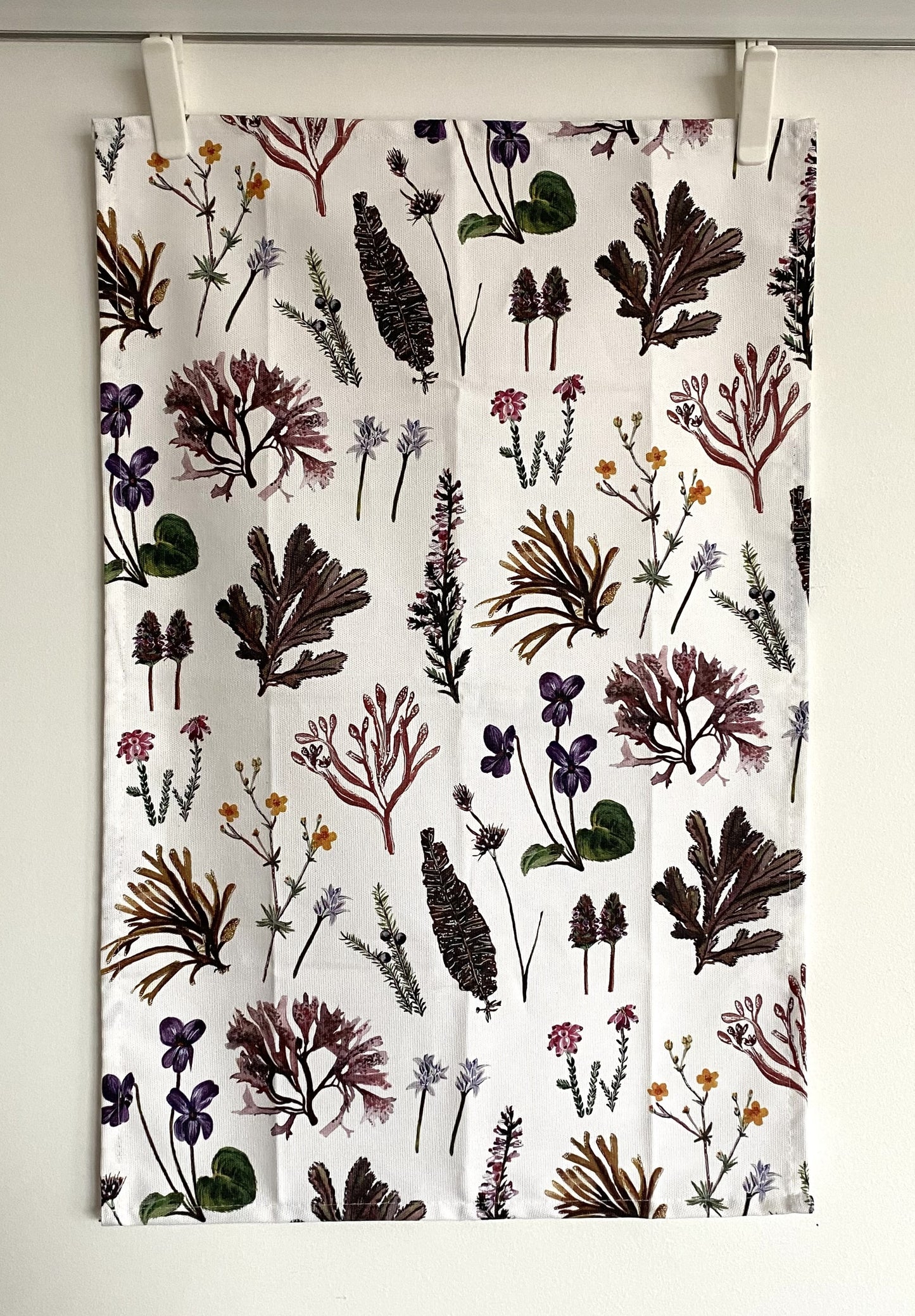 Tea Towel - Shetland Wild Flowers & Seaweeds - Pattern